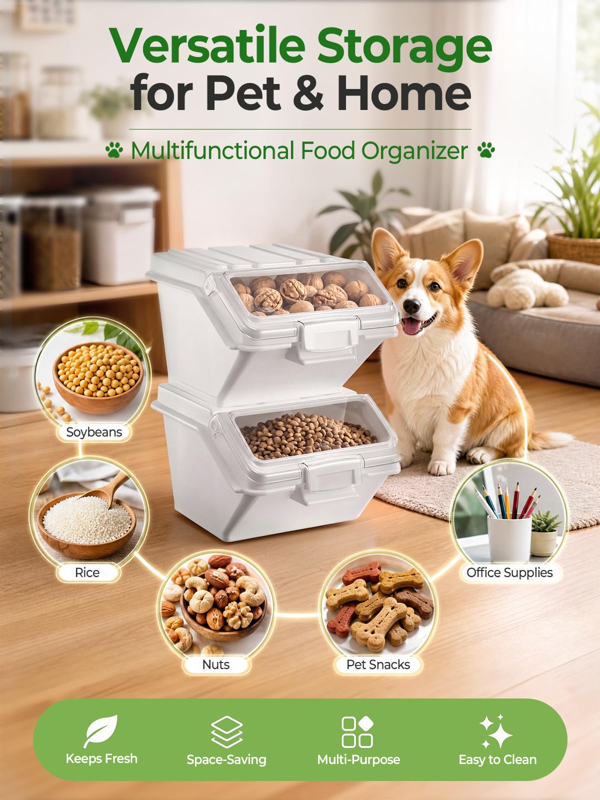 3 Pack Dog Food Storage Container with Scoop N18252