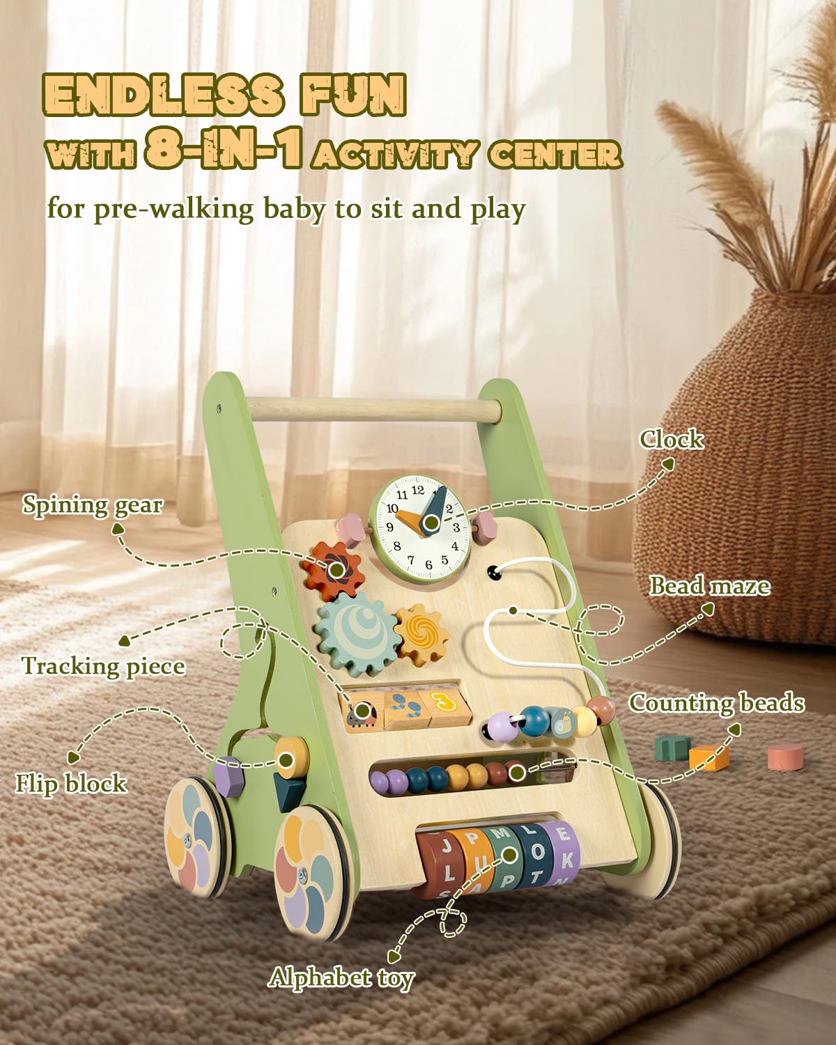 Wooden Push Walker with Wheels G777415