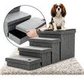 Foldable Grey 4 Steps Dog Stairs with Cushion E517548