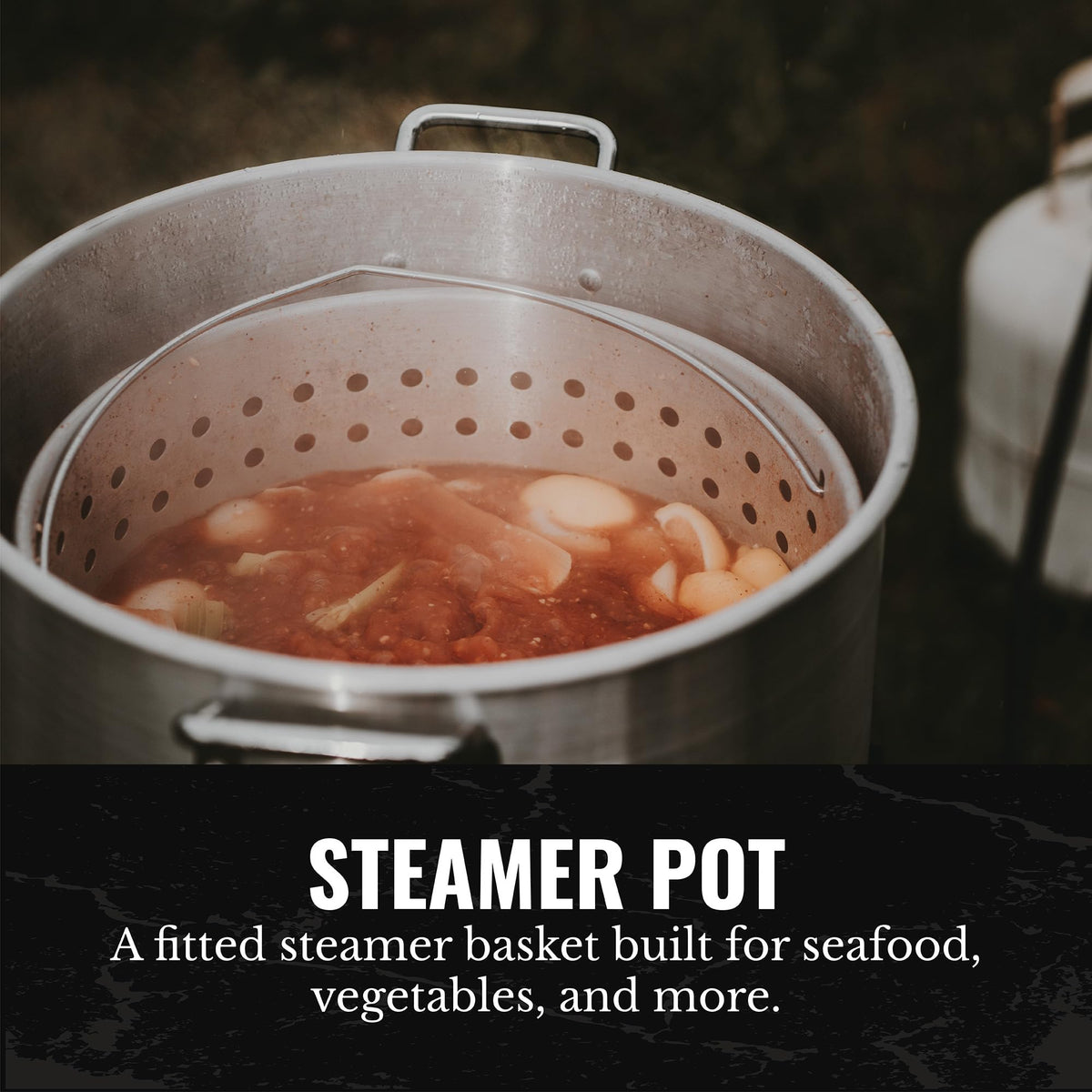 60Qt Aluminum Stock Pot with Strainer and Lid V32746
