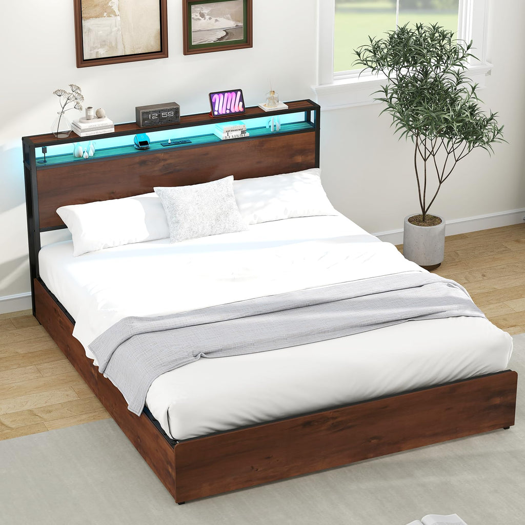 Queen Size Bed Frame with 4 Storage Drawers G671
