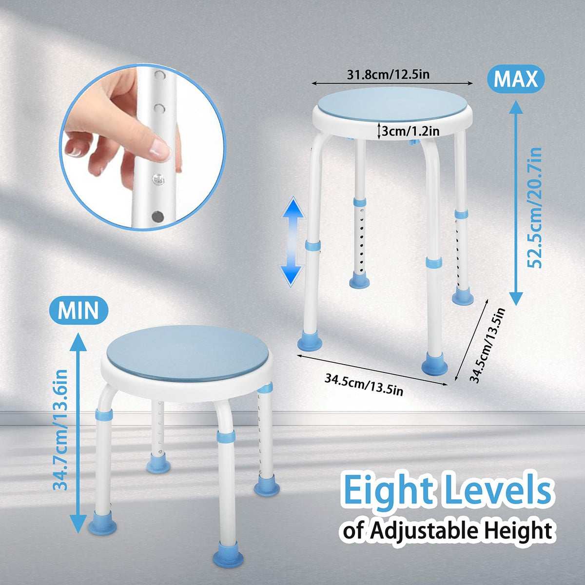 Foldable Adjustable Swivel Bath Seat Shower Chair Stool O189