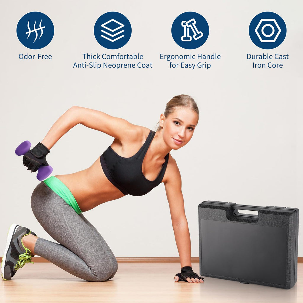 Neoprene Hex Dumbbell Set with Rack I496