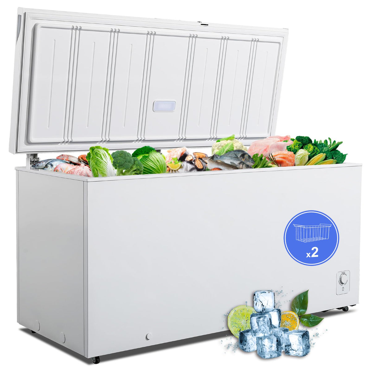 20 Cu. Ft White Chest Freezer with 2 Removable Basket Q872