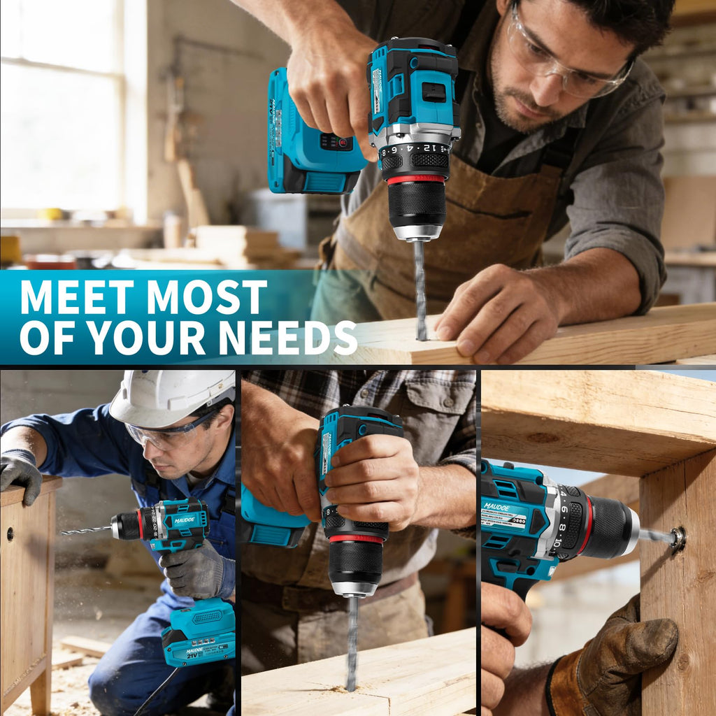 21V Brushless Cordless Drill with 2 Batteries & Charger V6460
