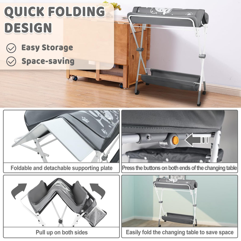 Portable Folding Baby Changing Table with Wheels C610298