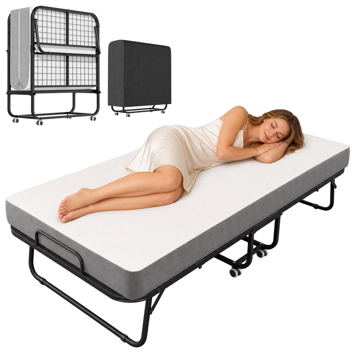 Folding Bed with Mattress O7328