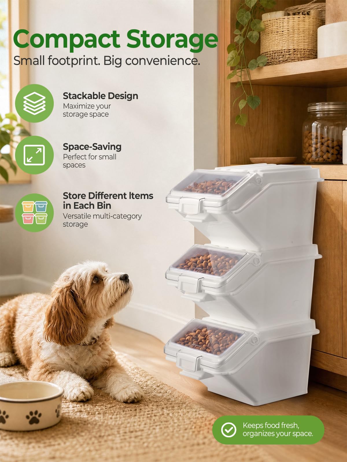 3 Pack Dog Food Storage Container with Scoop N18252