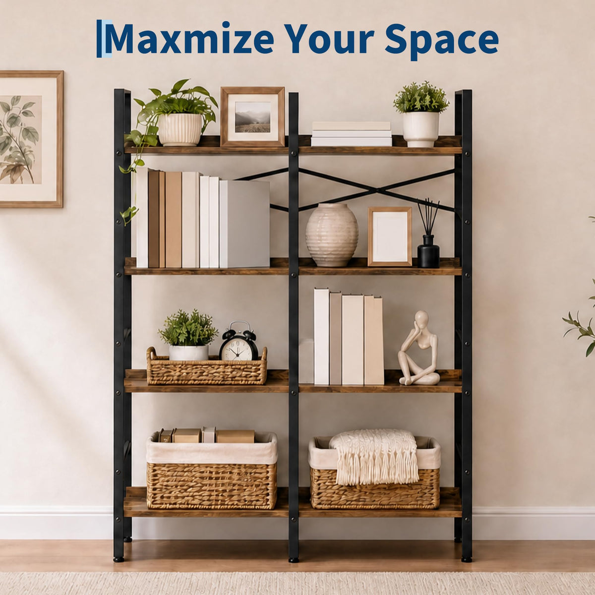 5 Tier Bookshelf with 10 Open Shelves U953108