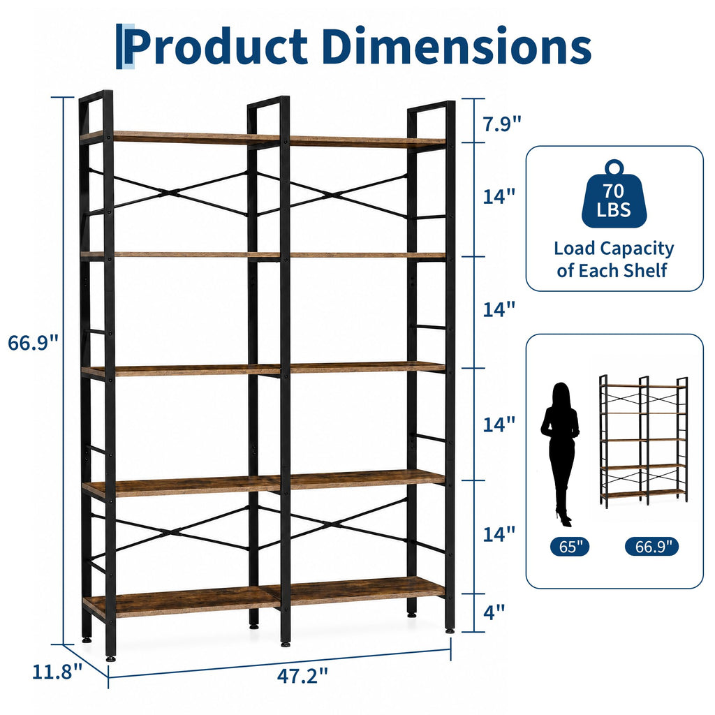 5 Tier Bookshelf with 10 Open Shelves U953108