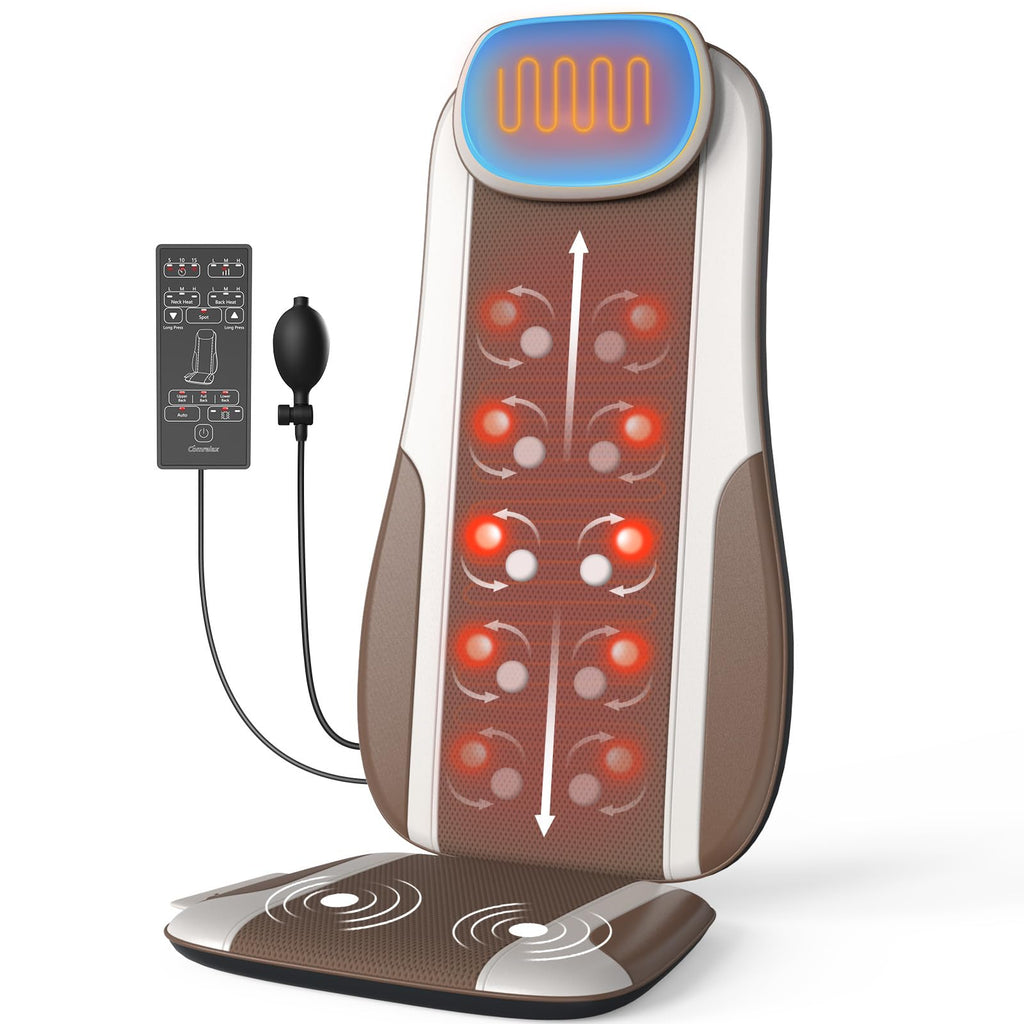 Shiatsu Back Massager with Heat, 2 Vibration Motors, PU Leather L653
