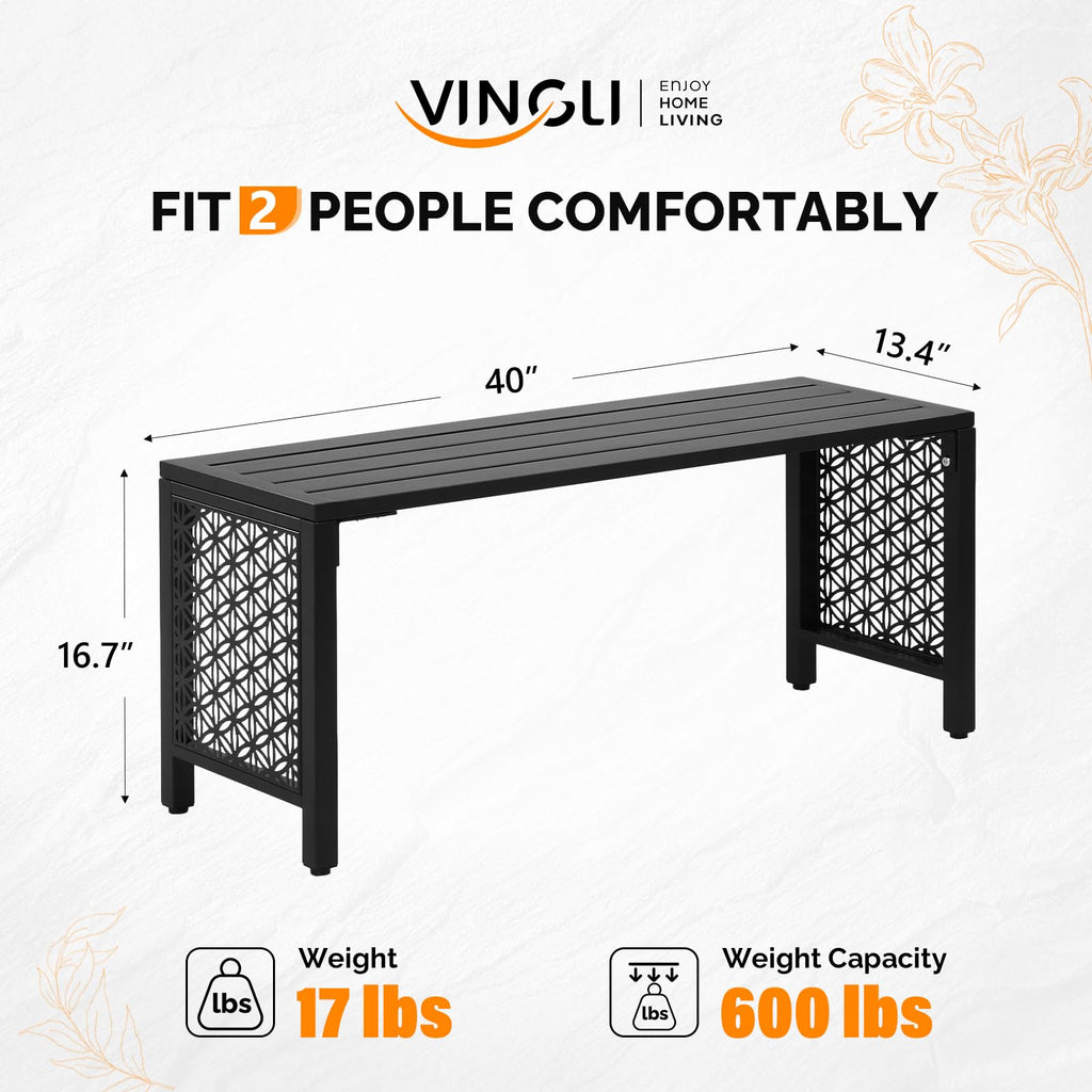 Black Metal Outdoor Bench E23728
