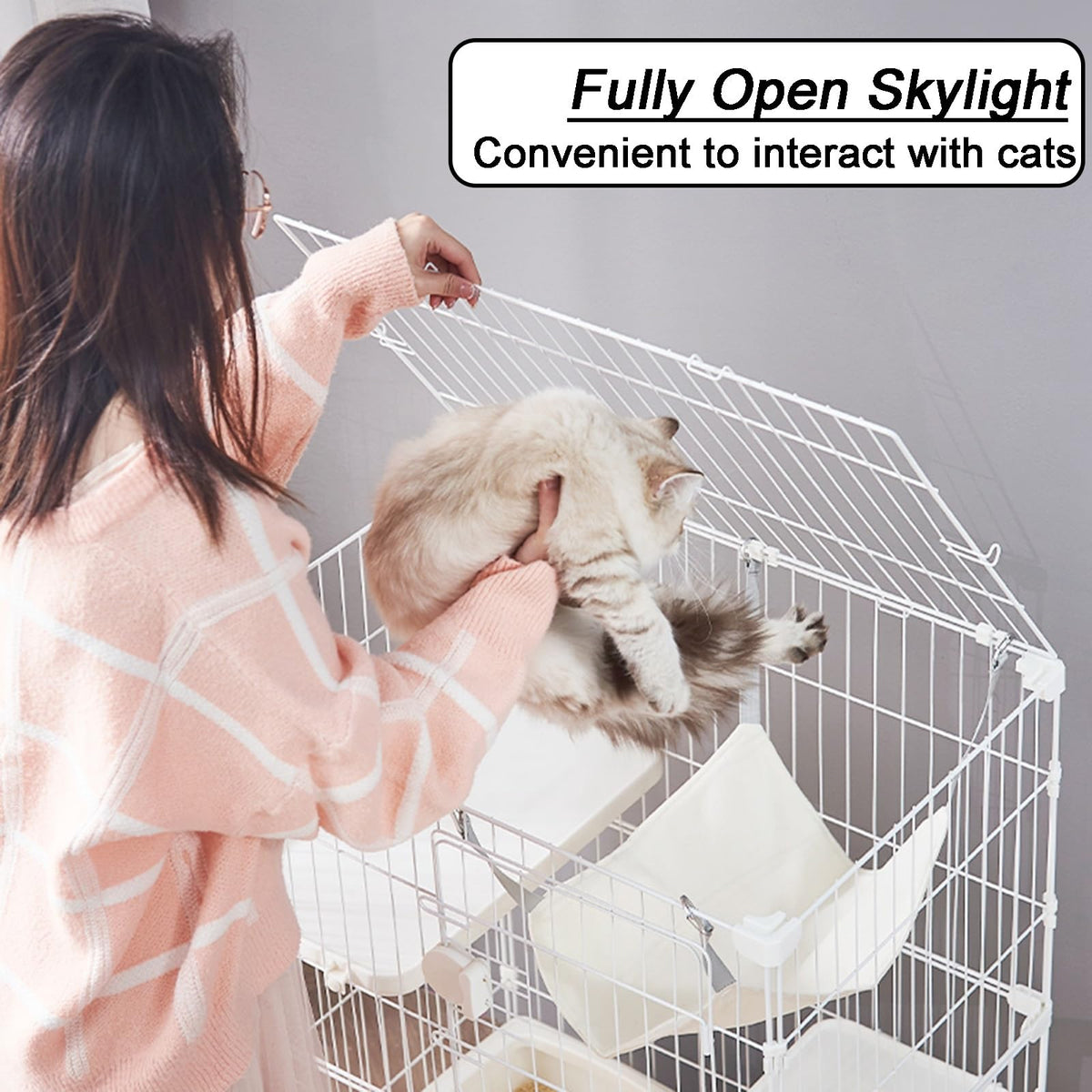 Detachable Metal Wire Cat Enclosure with Litter Box M11265
