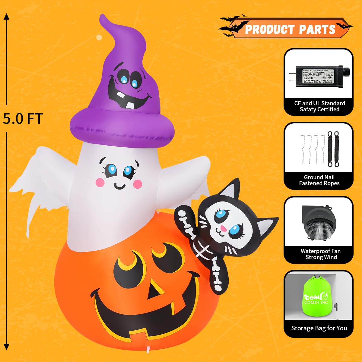 5 FT Halloween Inflatables with Built-in LEDs D724538