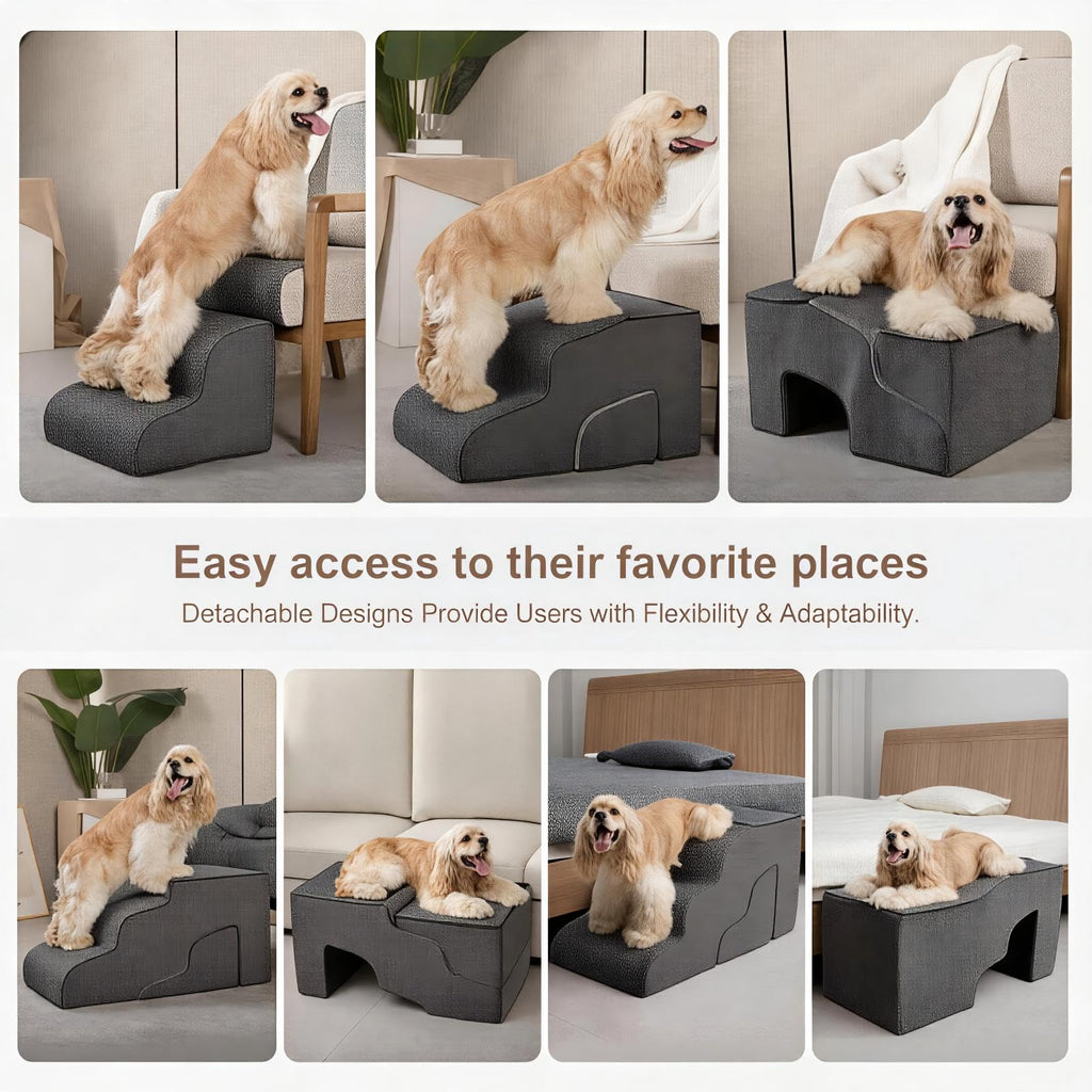 5-Step Non-Slip Dog Stairs with Tunnel K876