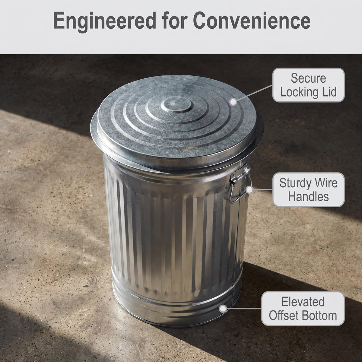 31 Gallon Galvanized Steel Trash Can with Locking Lid K4618