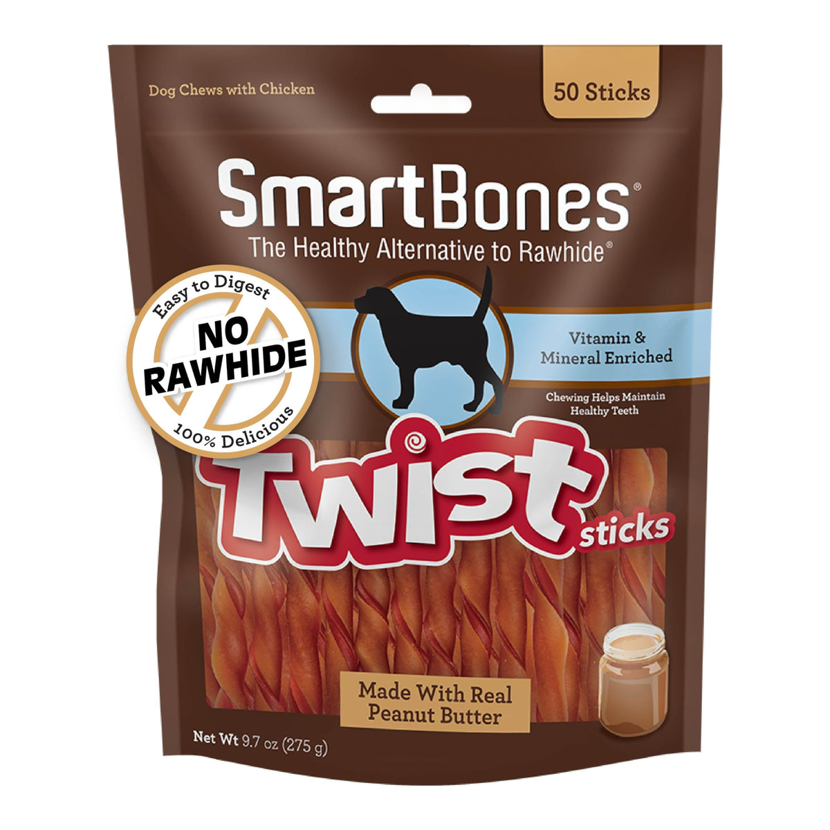 Peanut Butter Rawhide-Free Dog Treats 50 Count H4297