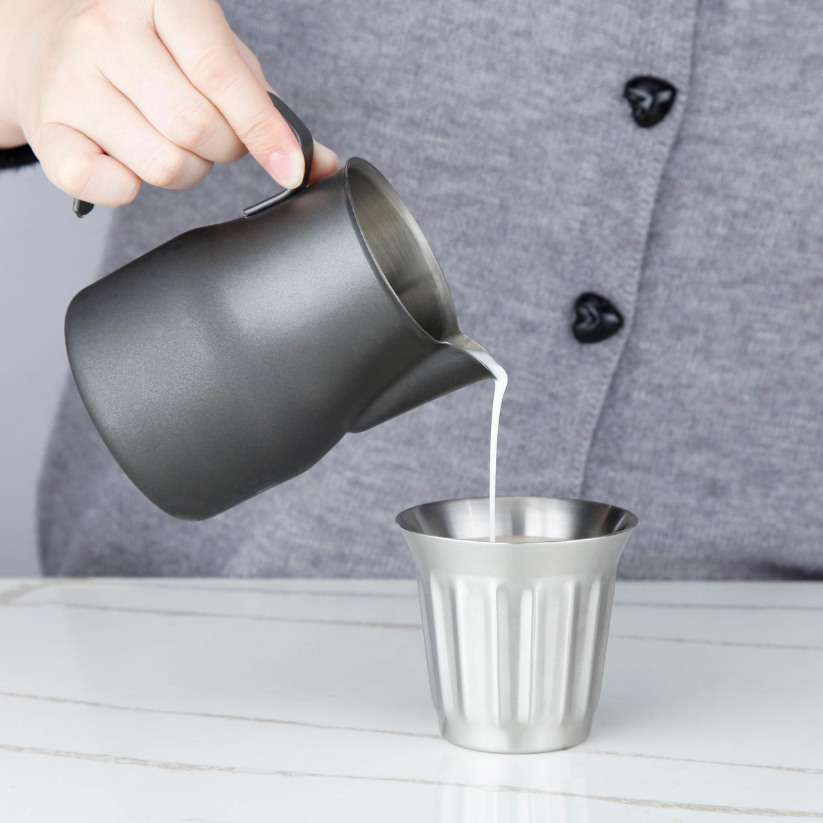 French Press 12 oz, Stainless Steel Espresso Cups 5 oz Set of 2 G805