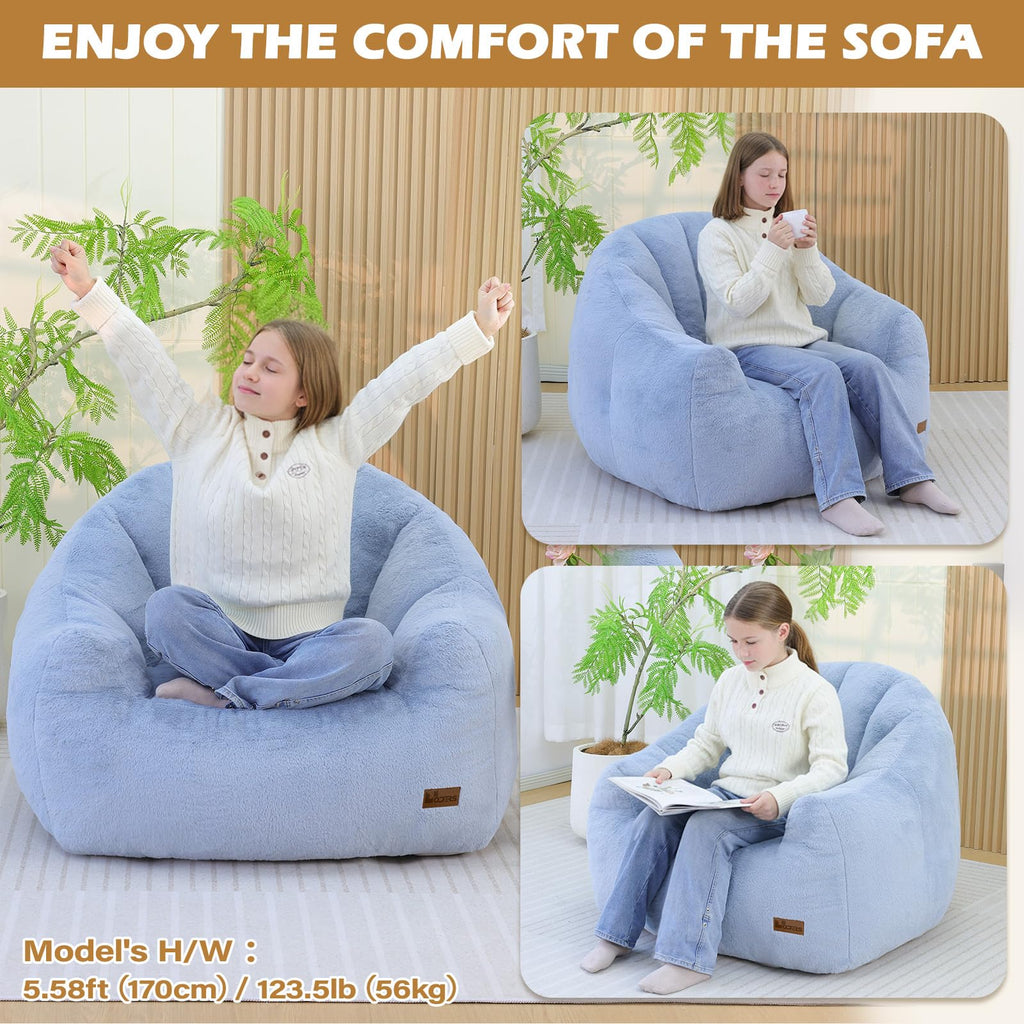 Light Blue Corduroy Bean Bag Chair T9914