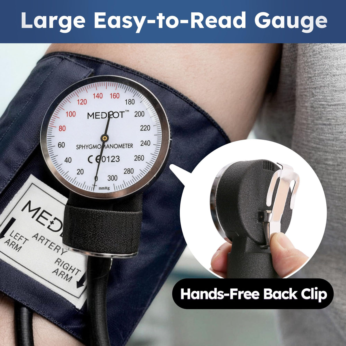 Blood Pressure Cuff and Stethoscope Kit with D-Ring, Standard Adult Size, Navy E974