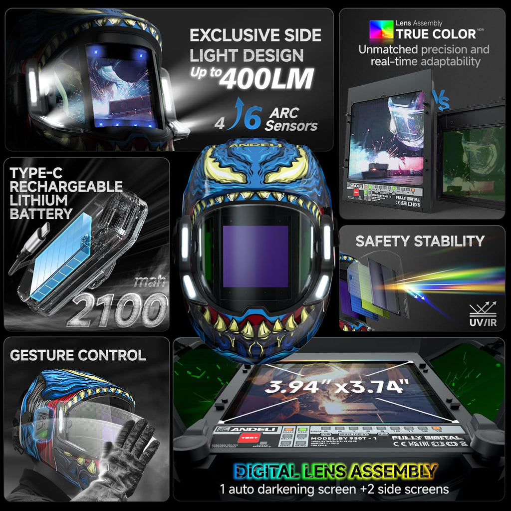 Auto Darkening Welding Helmet with Light E832