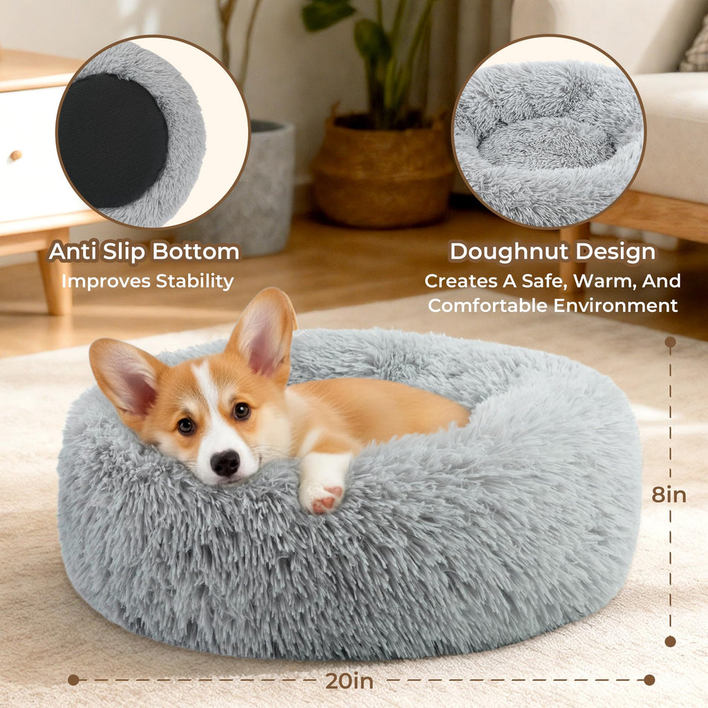 Round Fluffy Washable Anti-Anxiety Dog and Cat Bed K4541