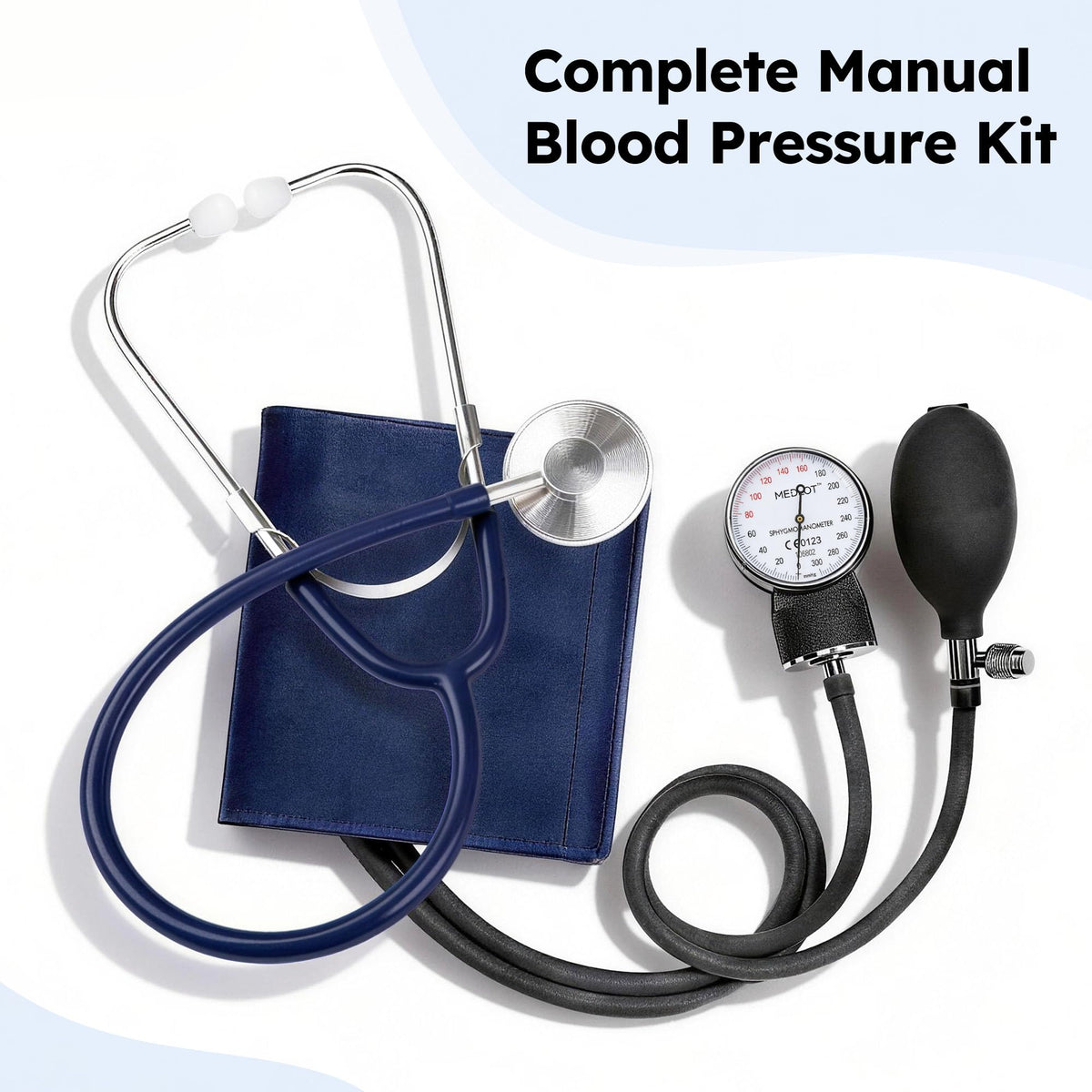 Blood Pressure Cuff and Stethoscope Kit with D-Ring, Standard Adult Size, Navy E974