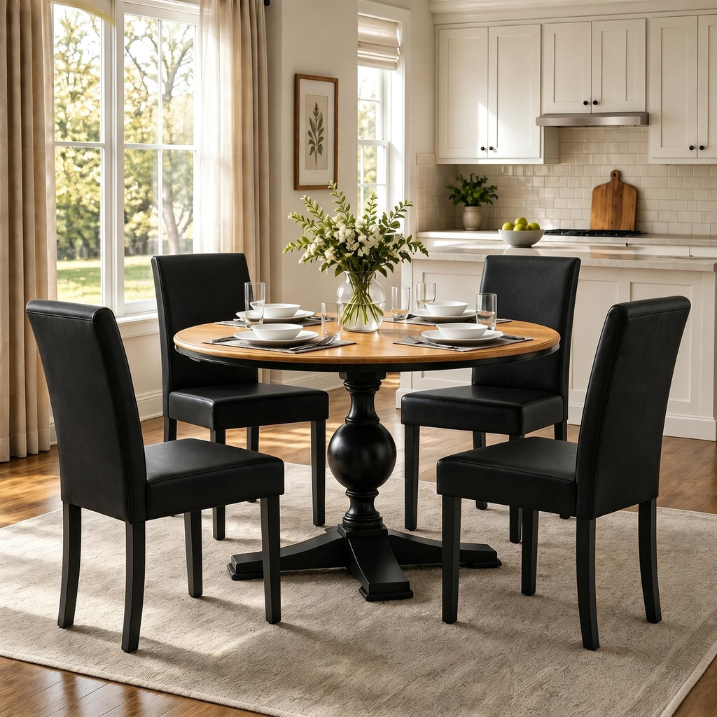 Dining Chairs Set of 4 Upholstered Black A890