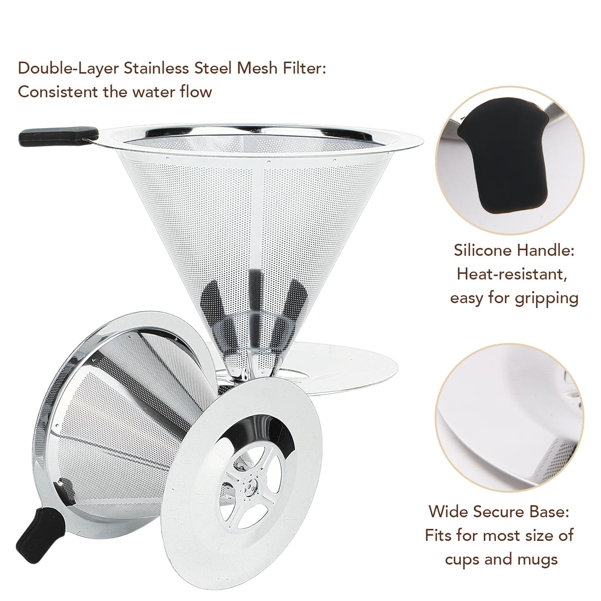 Pour Over Coffee Dripper with Reusable Stainless Steel Filter H54830