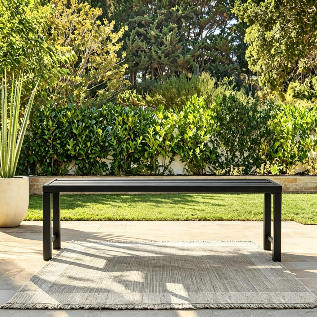 Black Metal Backless Outdoor Bench Q1235