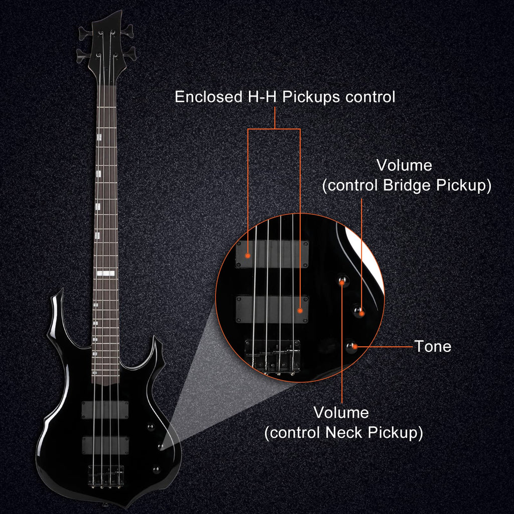 Full Size Flame Design Electric Bass Guitar Kit L97280