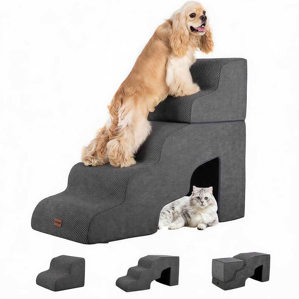 5-Step Non-Slip Dog Stairs with Tunnel K876