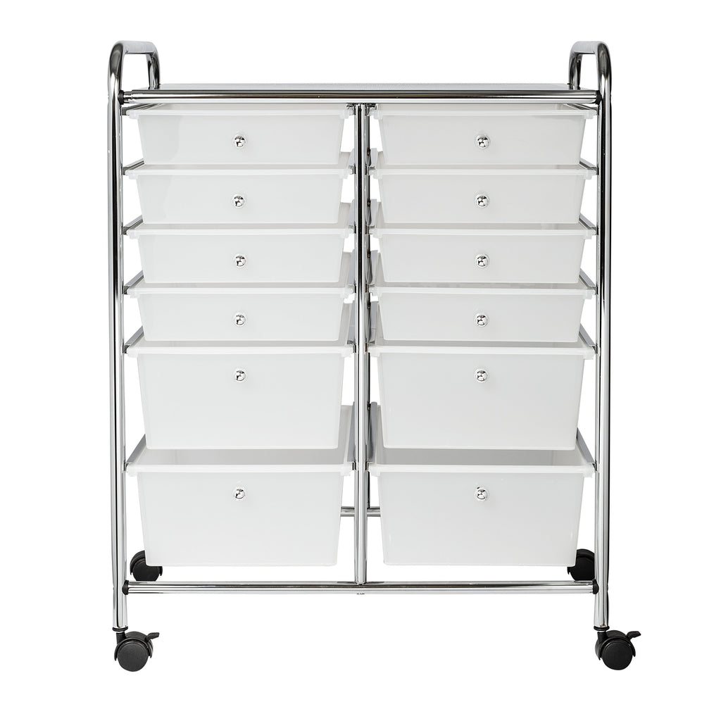Rolling Craft Storage Cart, Clear, 12-Drawer T96572