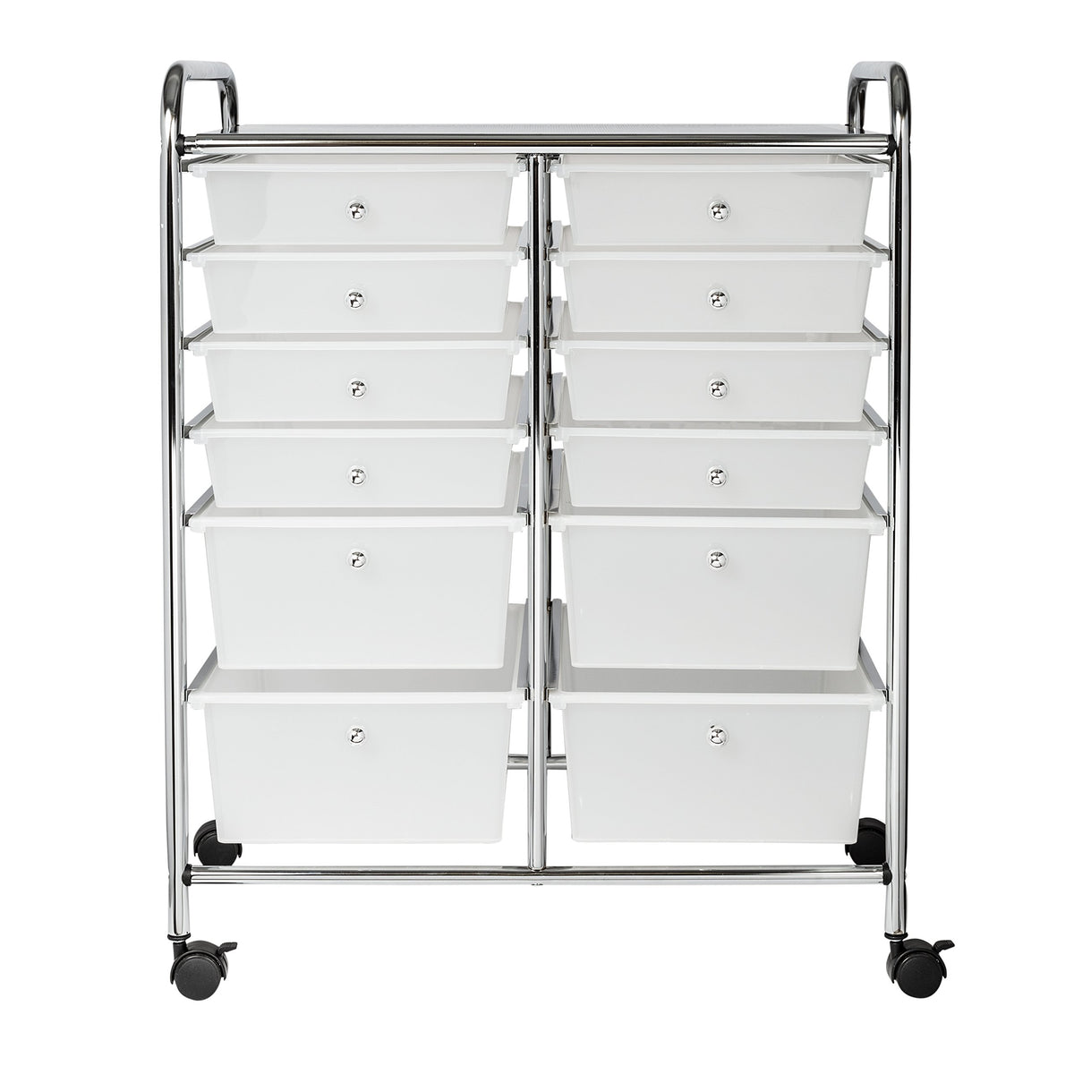 Rolling Craft Storage Cart, Clear, 12-Drawer T96572