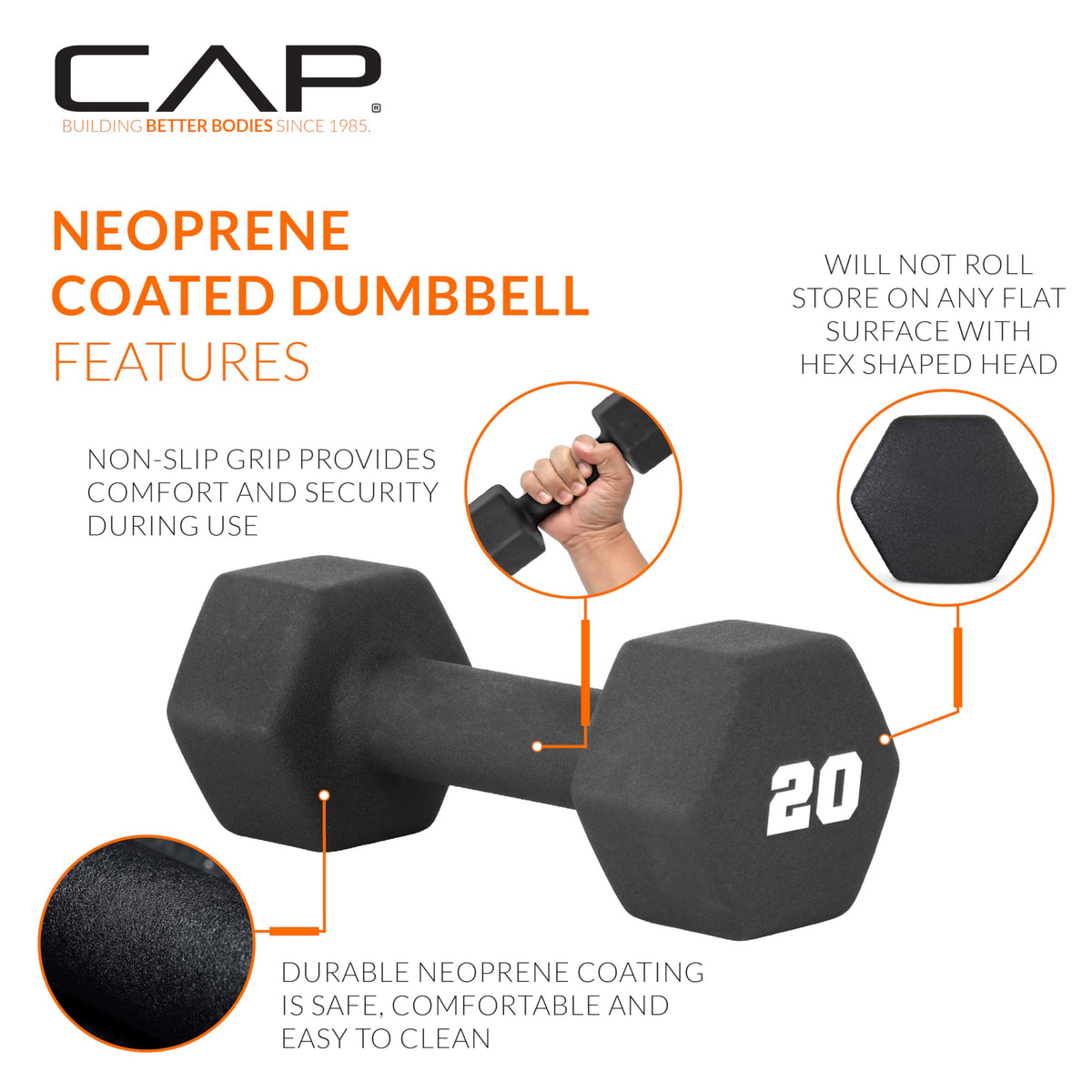 Black 20 lb Neoprene Dumbbell Pair T661083