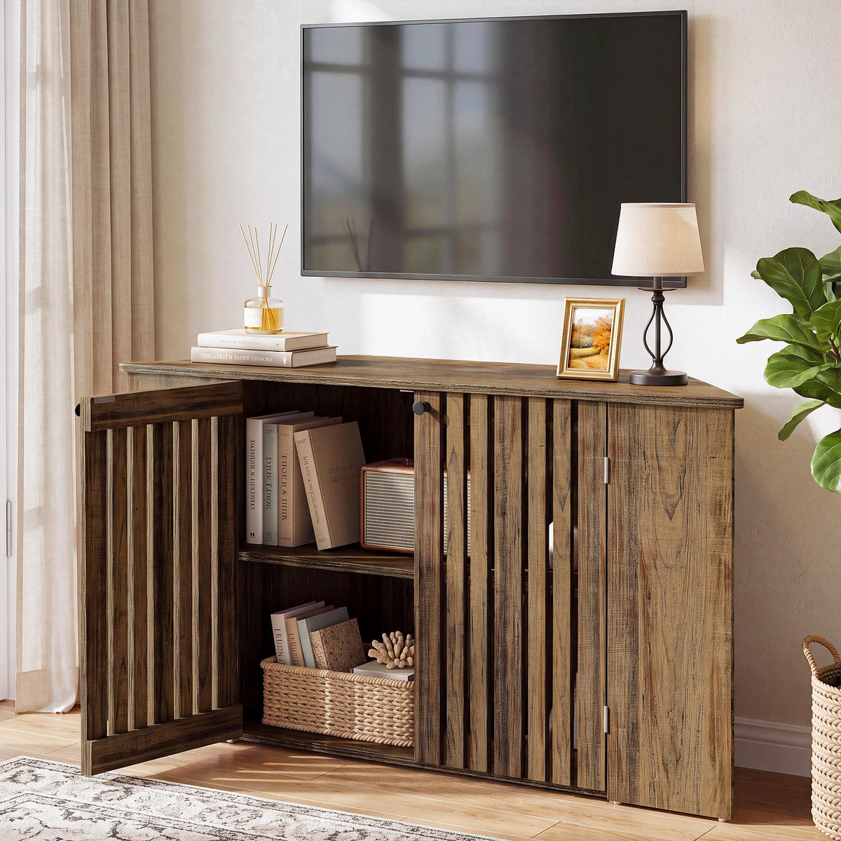 53" Farmhouse Corner TV Stand with Storage V57314