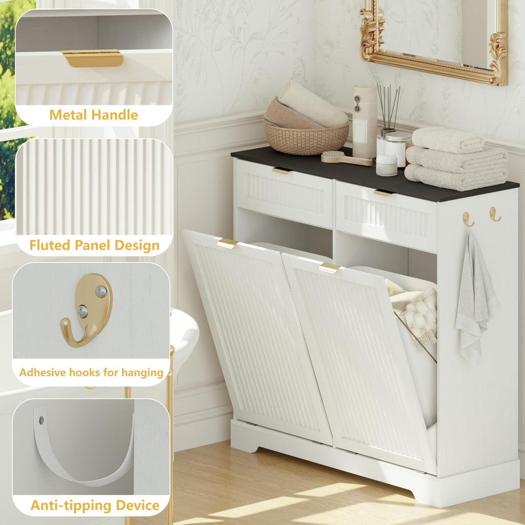 13 Gallon Tilt Out Trash Can Cabinet with Drawer L11014
