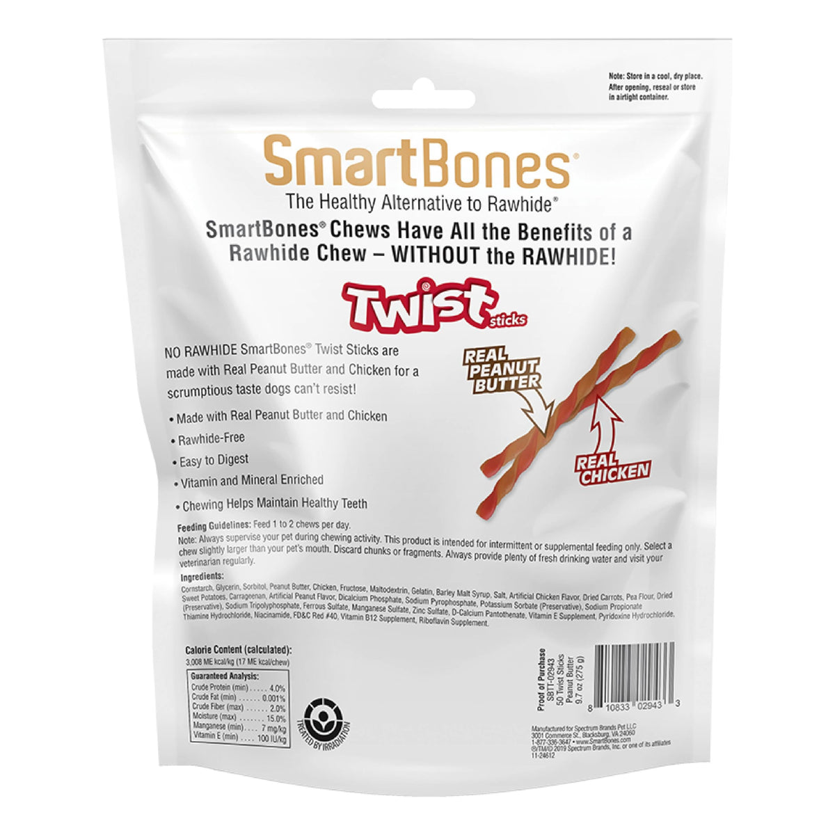 Peanut Butter Rawhide-Free Dog Treats 50 Count H4297