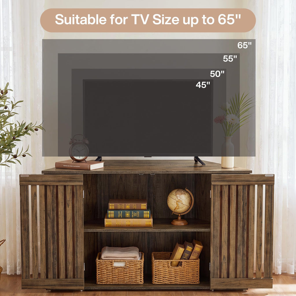 53" Farmhouse Corner TV Stand with Storage V57314