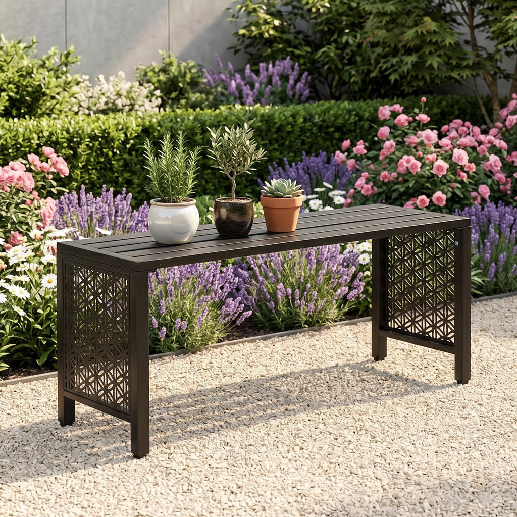 Black Metal Outdoor Bench E23728
