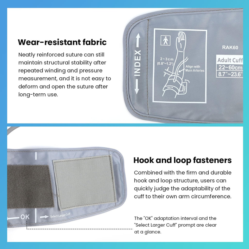 Extra Large Blood Pressure Cuff Replacement, 8.7"-23.6" Adjustable Upper Arm Cuff Q6348