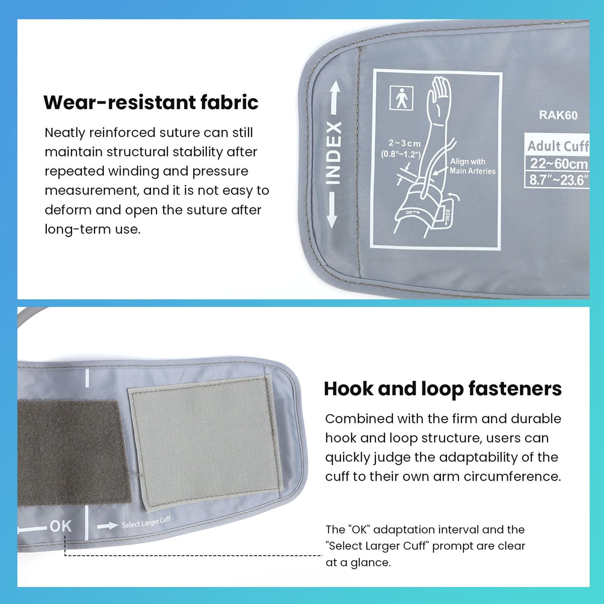 Extra Large Blood Pressure Cuff Replacement, 8.7"-23.6" Adjustable Upper Arm Cuff Q6348