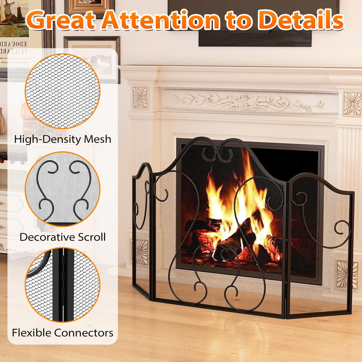 Foldable Fireplace Screen J830