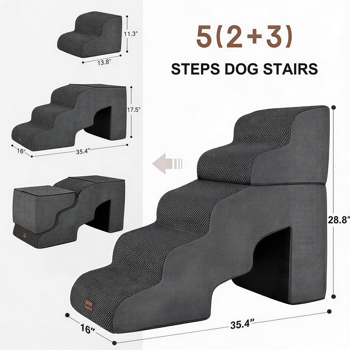 5-Step Non-Slip Dog Stairs with Tunnel K876