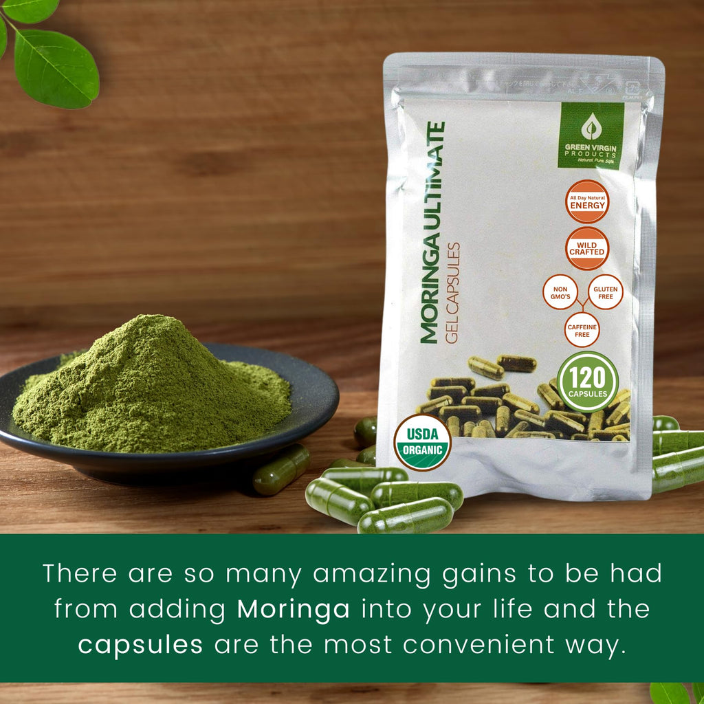 Organic Moringa Leaf Powder Vegan Capsules X145