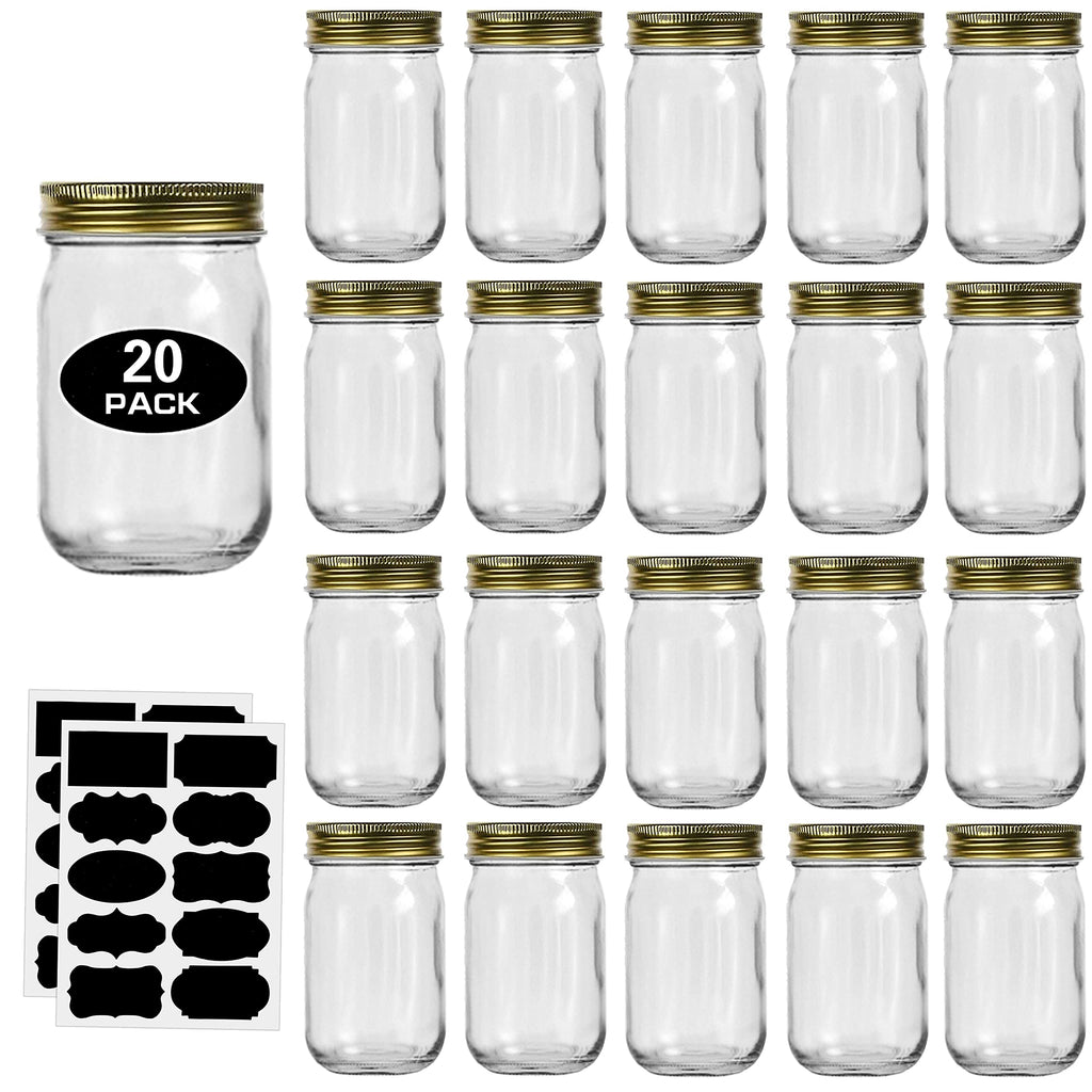12oz Glass Mason Jars with Lids 20 Pack I61772
