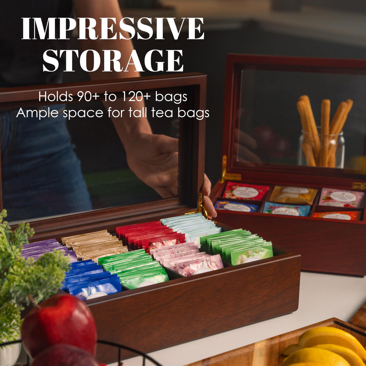 Wooden Tea Bag Organizer A60672