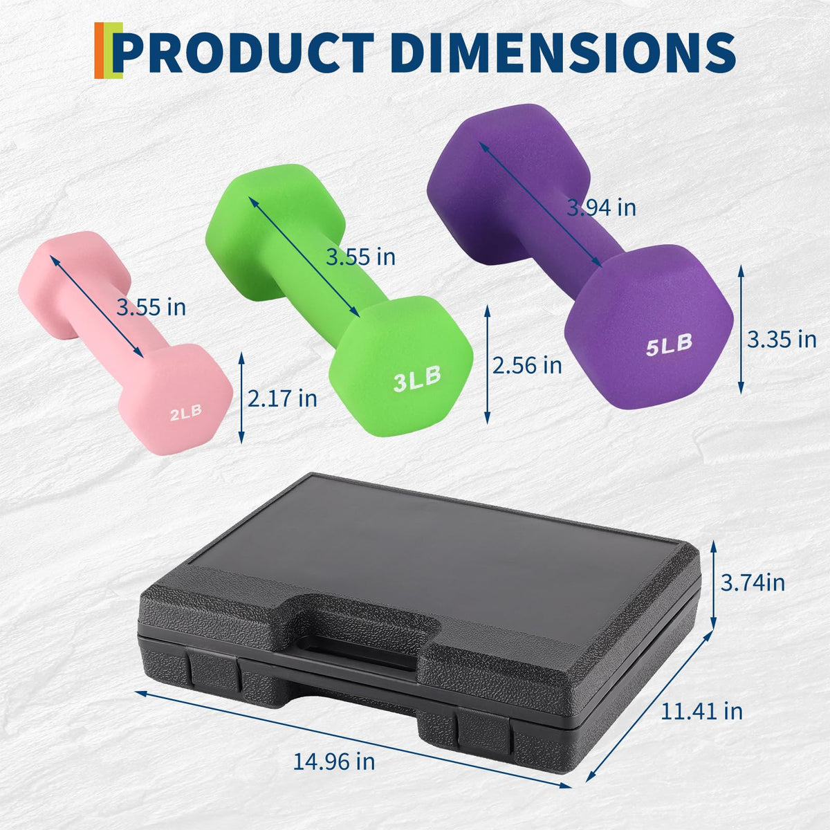 Neoprene Hex Dumbbell Set with Rack I496