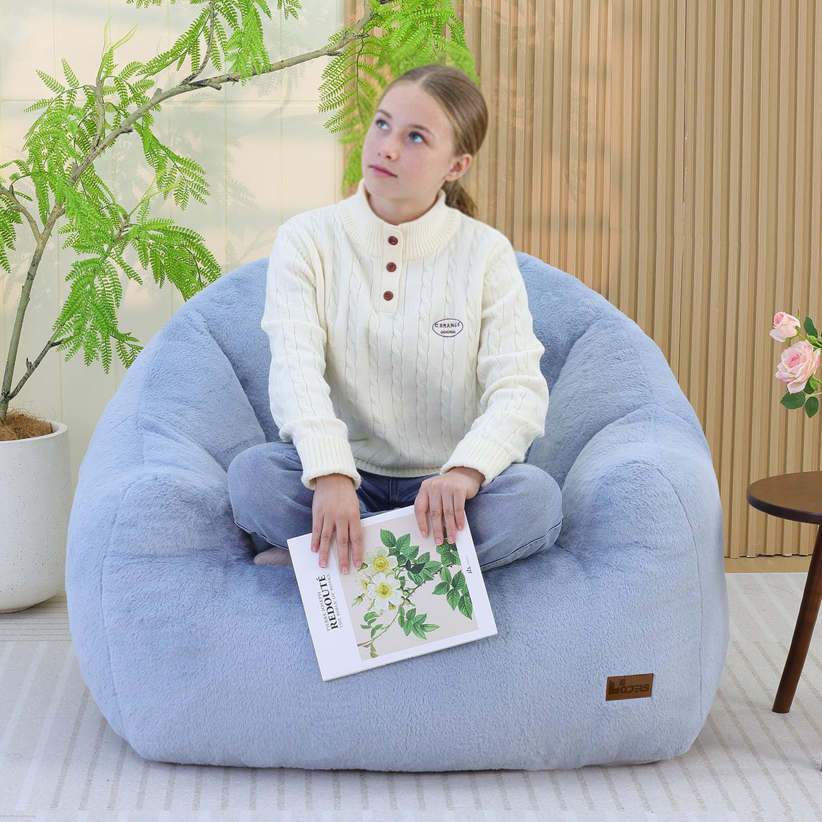 Light Blue Corduroy Bean Bag Chair T9914