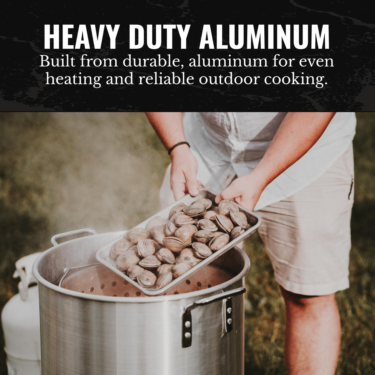 60Qt Aluminum Stock Pot with Strainer and Lid V32746